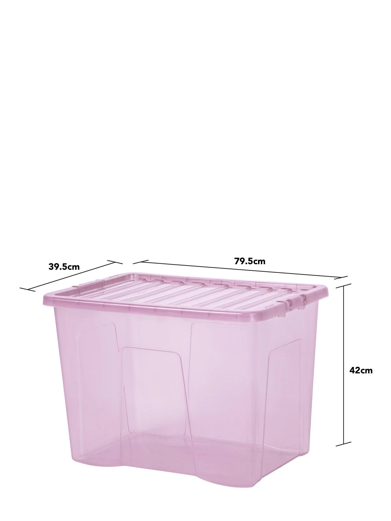 Wham Set Of 2 Pink Crystal 80-Litre Plastic Storage Boxes 6 Wham Set Of 2 Pink Crystal 80-Litre Plastic Storage Boxes - Image 4