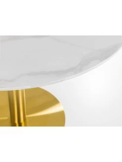 Julian Bowen Palermo 100 Cm Round Pedestal Dining Table - White Marble/Gold -Home Comprehensive UPPUD SQ4 0000000013 WHITE SLd