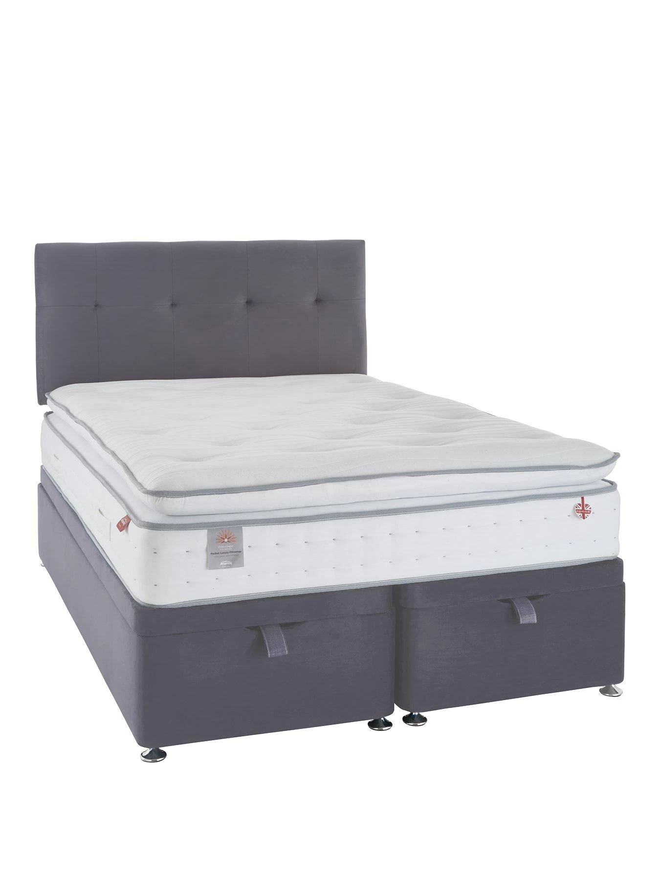 Airsprung Viva 1200 Pocket Luxury Pillowtop Ottoman Divan - Grey 4 Airsprung Viva 1200 Pocket Luxury Pillowtop Ottoman Divan - Grey - Image 2