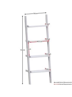 Vida Designs York 4 Tier Ladder Bookcase - White 13 Vida Designs York 4 Tier Ladder Bookcase - White -Home Comprehensive UR5BE SQ7 0000000013 WHITE DGy