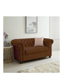 Very Home Chester Chesterfield Leather Look 2 Seater Sofa - Chocolate - FSC® Certified