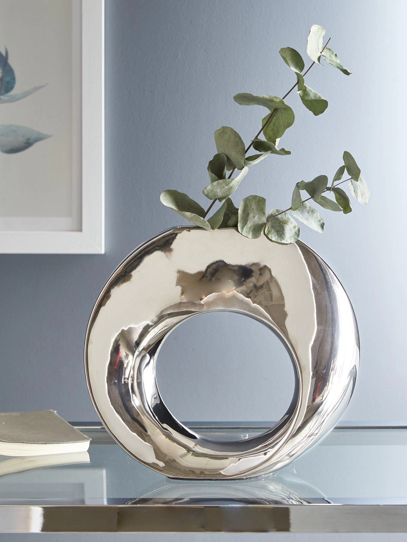 Very Home Isabella Circle Ceramic Vase In Silver 4 Very Home Isabella Circle Ceramic Vase In Silver - Image 2