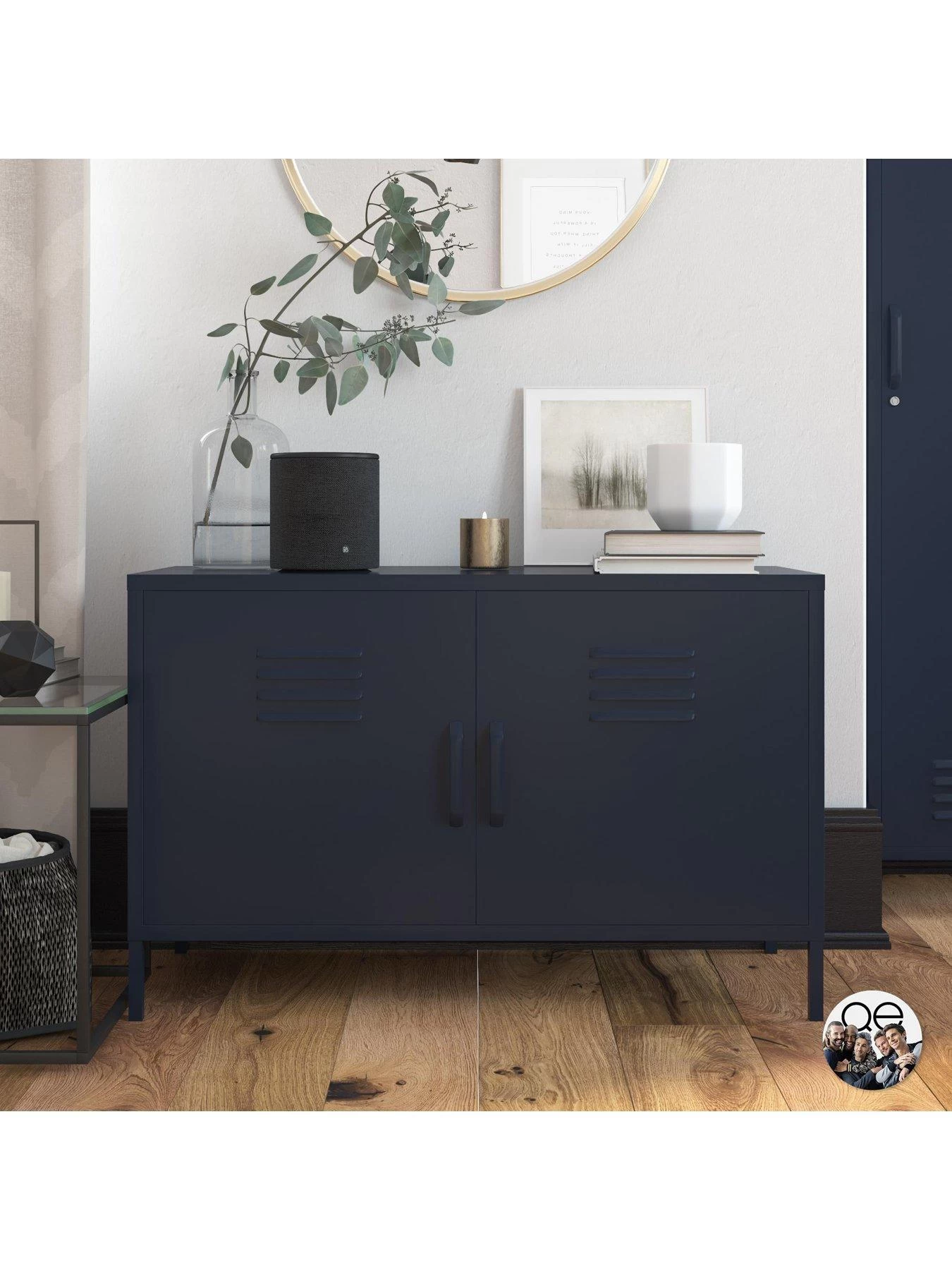 Queer Eye Bradford 2 Door Metal Accent Cabinet - Navy 3 Queer Eye Bradford 2 Door Metal Accent Cabinet - Navy