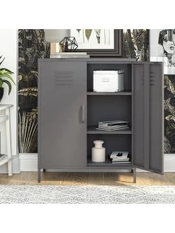 Queer Eye Bradford 2 Door Metal Storage Cabinet - Grey -Home Comprehensive UTFF5 SQ4 0000000005 GREY SLd1