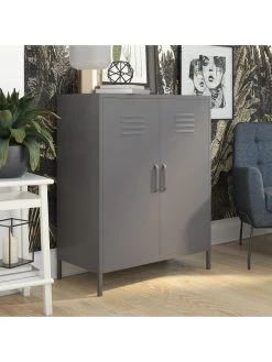 Queer Eye Bradford 2 Door Metal Storage Cabinet - Grey -Home Comprehensive UTFF5 SQ6 0000000005 GREY RSr1