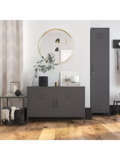 Queer Eye Bradford Single Metal Storage Cabinet - Grey -Home Comprehensive UTFFK SQ4 0000000005 GREY SLd1