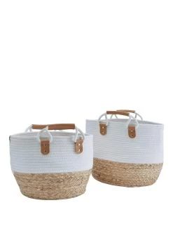 Very Home Set Of 2 Round Cotton/Seagrass Storage Baskets 