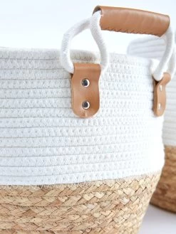 Very Home Set Of 2 Round Cotton/Seagrass Storage Baskets  -Home Comprehensive UTLFD SQ3 0000003010 BROWN WHITE SLd1