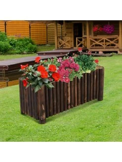 OutSunny Fir Wood Raised Flower Bed 100Lx40Wx40Hcms