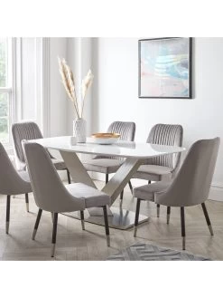 Very Home Surreal 160 Cm Dining Table + 6 Chairs -Home Comprehensive UWAJB SQ2 0000000139 CHROME RSr