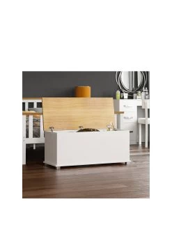 Vida Designs Arlington Storage Ottoman - White/Oak -Home Comprehensive UWMSD SQ3 0000000013 WHITE SLa