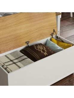 Vida Designs Arlington Storage Ottoman - White/Oak -Home Comprehensive UWMSD SQ6 0000000013 WHITE SLd2