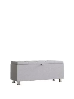 Vida Designs Valencia Fabric Storage Ottoman - Light Grey