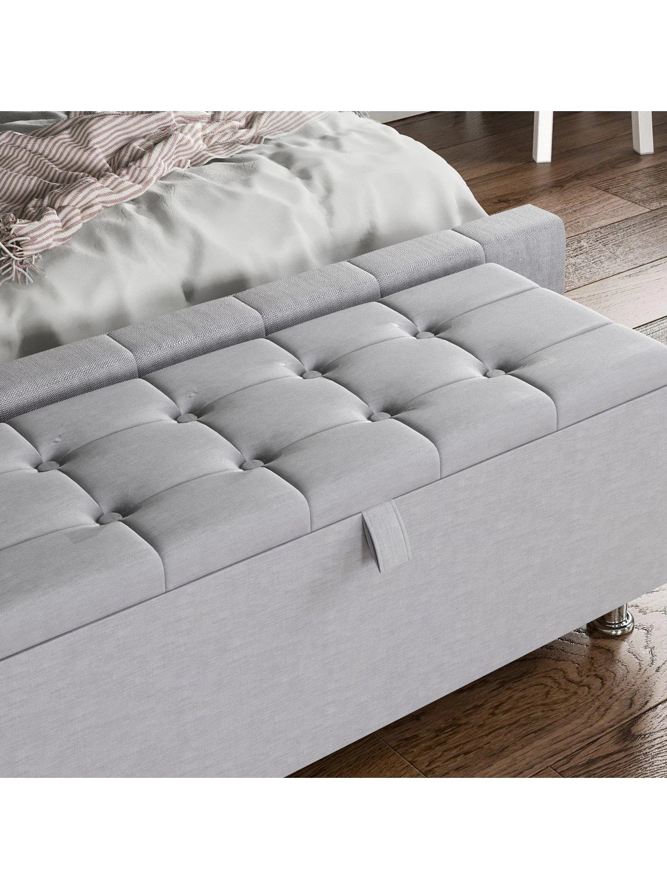 Vida Designs Valencia Fabric Storage Ottoman - Light Grey 7 Vida Designs Valencia Fabric Storage Ottoman - Light Grey - Image 5