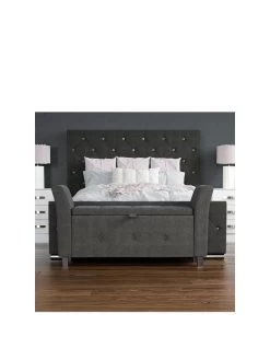 Vida Designs Seville Fabric Storage Ottoman - Dark Grey -Home Comprehensive UWMSZ SQ3 0000000070 DARK GREY SLa