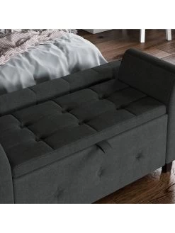 Vida Designs Seville Fabric Storage Ottoman - Dark Grey -Home Comprehensive UWMSZ SQ4 0000000070 DARK GREY SLd