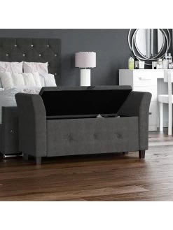 Vida Designs Seville Fabric Storage Ottoman - Dark Grey -Home Comprehensive UWMSZ SQ6 0000000070 DARK GREY SLd2