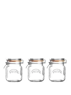 KILNER Set Of 3 1-Litre Clip Top Jars