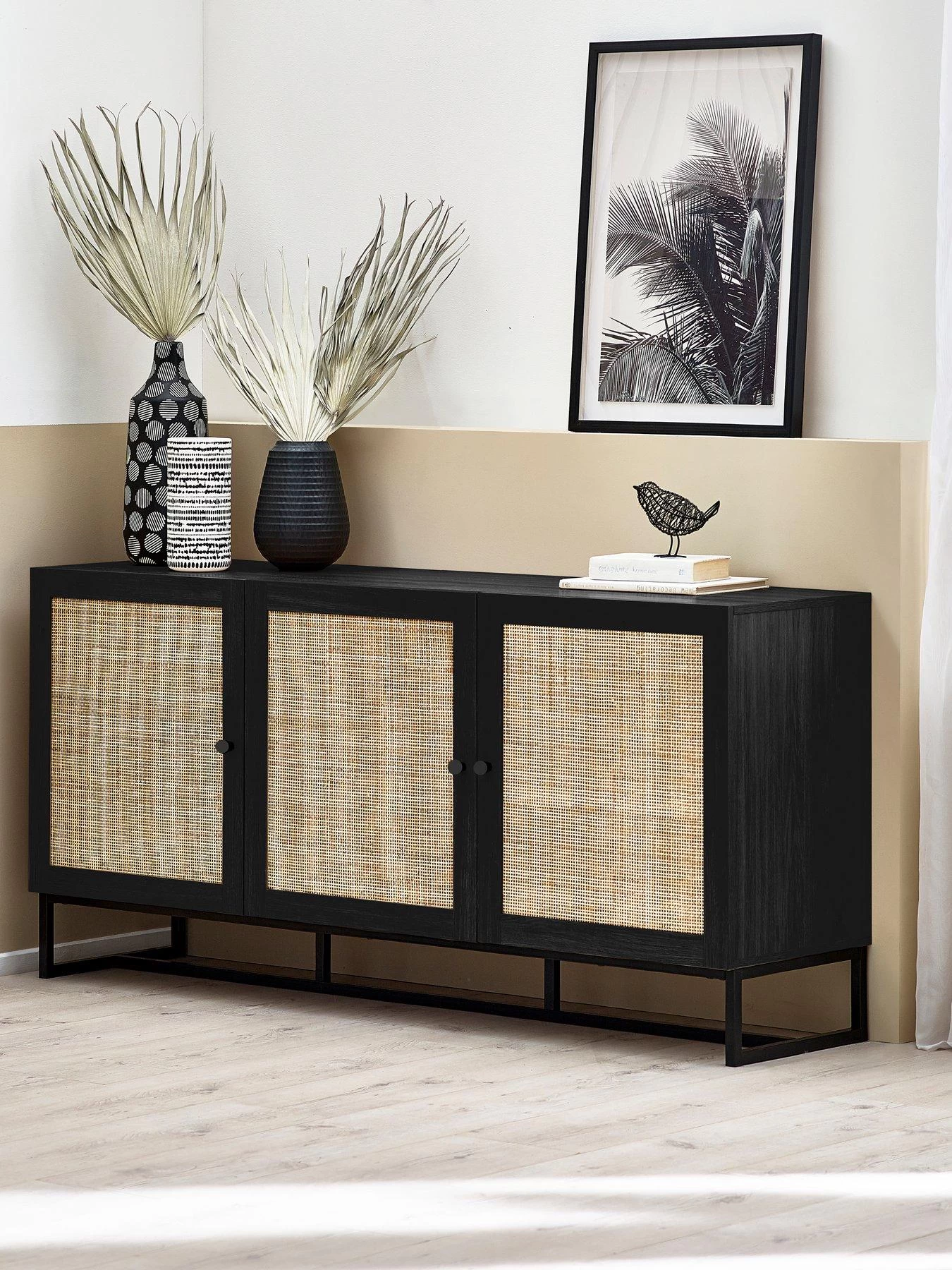 Julian Bowen Padstow 3 Door Sideboard - Black 3 Julian Bowen Padstow 3 Door Sideboard - Black