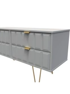 SWIFT Cube Ready Assembled 4 Drawer Low TV Unit - Fits Up To To 50 Inch TV - Grey - FSC® Certified 12 SWIFT Cube Ready Assembled 4 Drawer Low TV Unit - Fits Up To To 50 Inch TV - Grey - FSC® Certified -Home Comprehensive UY6B4 SQ5 0000000005 GREY SLd1