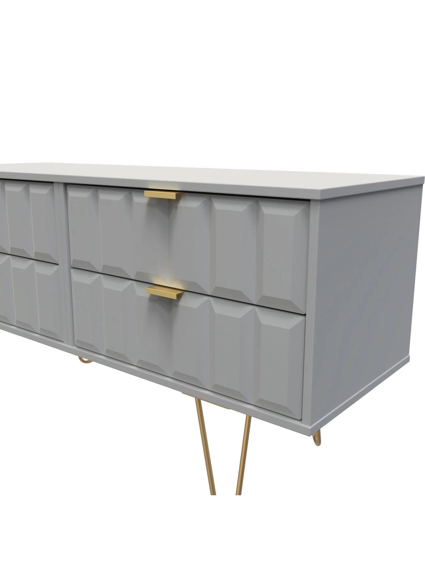 SWIFT Cube Ready Assembled 4 Drawer Low TV Unit - Fits Up To To 50 Inch TV - Grey - FSC® Certified 6 SWIFT Cube Ready Assembled 4 Drawer Low TV Unit - Fits Up To To 50 Inch TV - Grey - FSC® Certified - Image 4