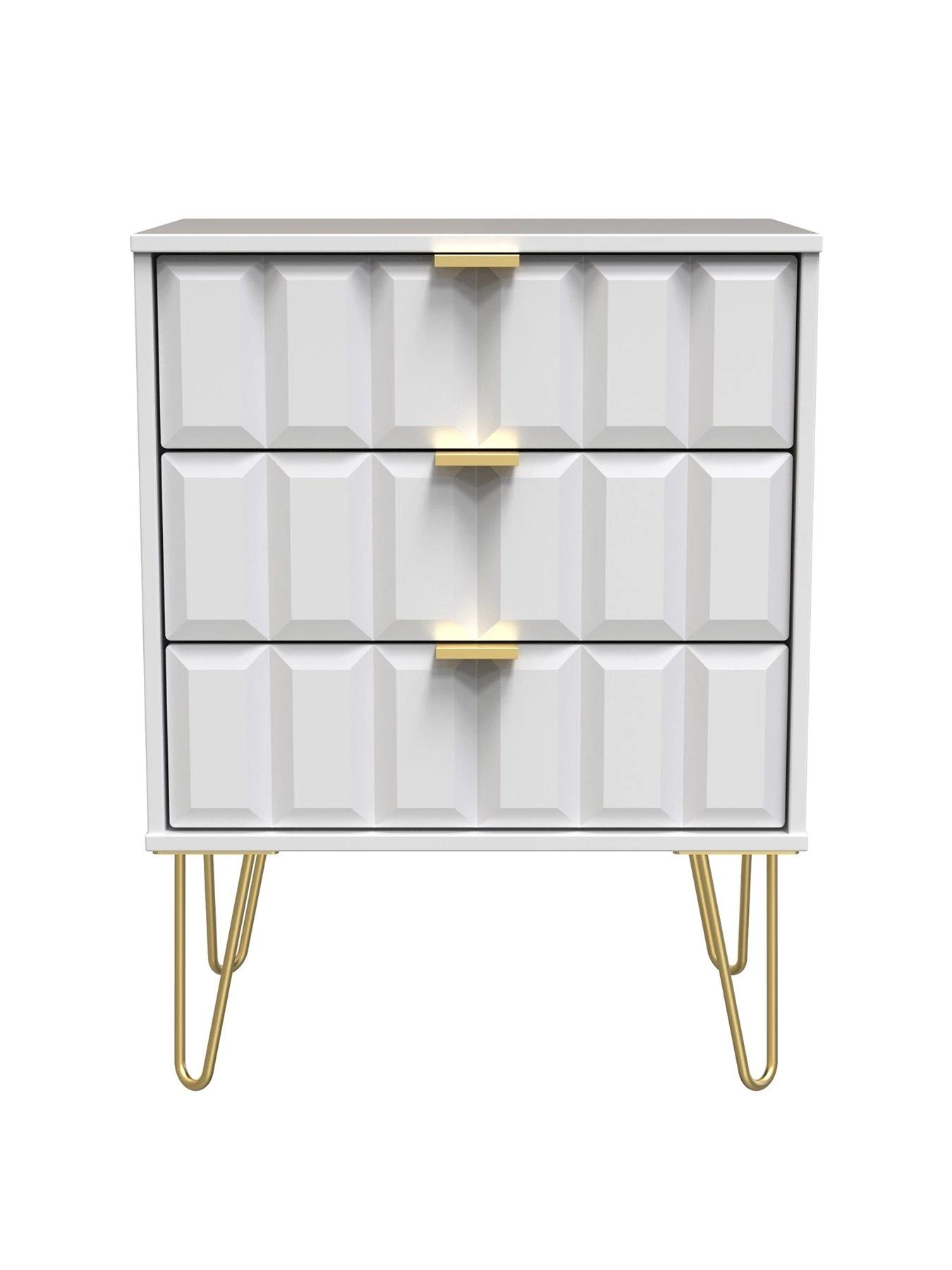 SWIFT Cube Ready Assembled 3 Drawer Midi Sideboard - White - FSC® Certified 3 SWIFT Cube Ready Assembled 3 Drawer Midi Sideboard - White - FSC® Certified