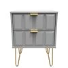 SWIFT Cube Ready Assembled 2 Drawer Bedside Chest - FSC® Certified -Home Comprehensive UY6HN SQ1 0000000005 GREY SLf