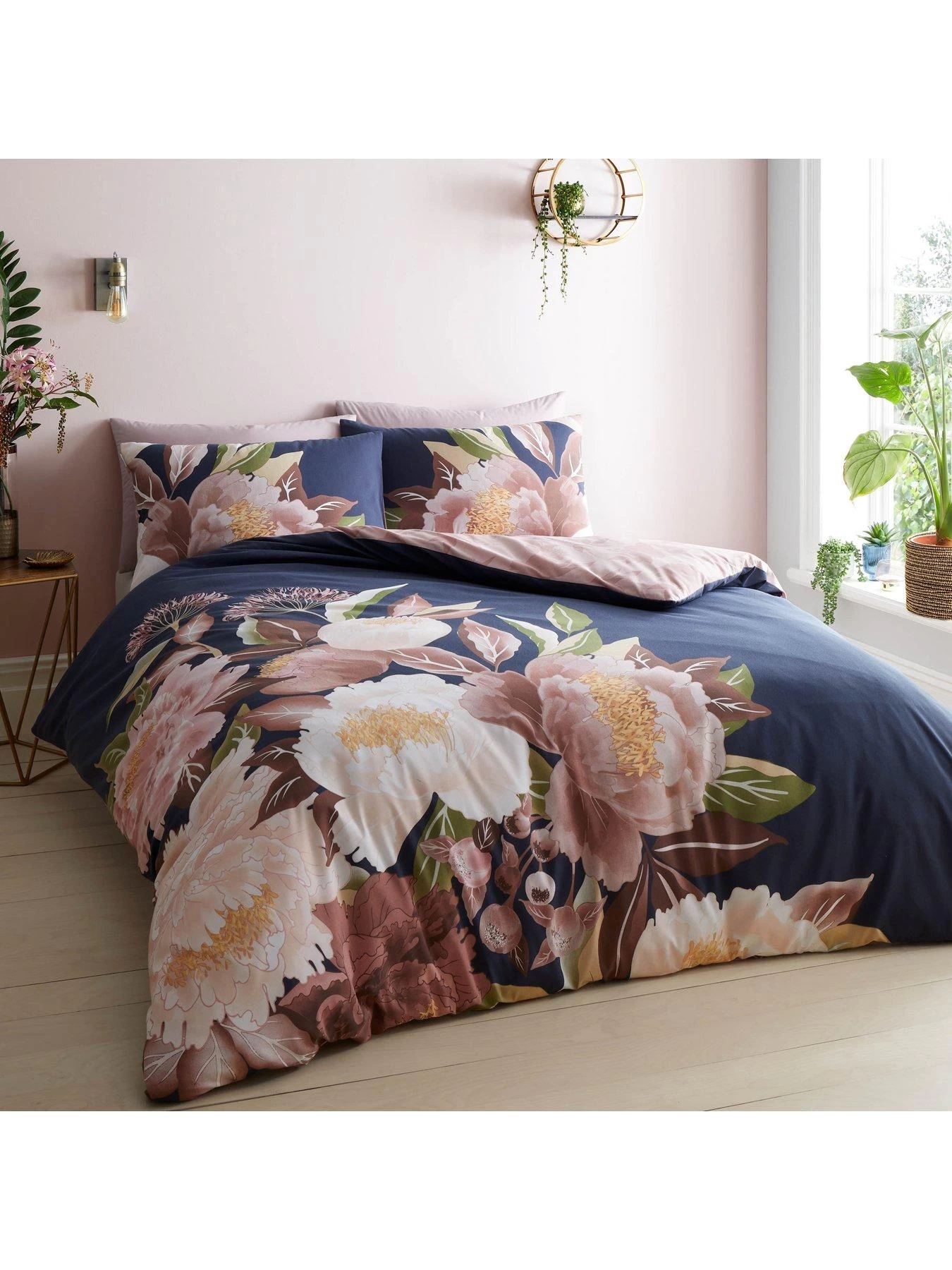 Catherine Lansfield Opulent Floral Reversible Duvet Cover Set - Navy 3 Catherine Lansfield Opulent Floral Reversible Duvet Cover Set - Navy