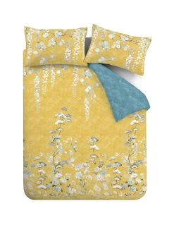 Hyperion Kohana Flowers 100% Cotton Sateen Duvet Cover Set In Yellow -Home Comprehensive V48NX SQ2 0000000076 YELLOW SLf