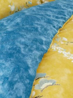 Hyperion Kohana Flowers 100% Cotton Sateen Duvet Cover Set In Yellow -Home Comprehensive V48NX SQ5 0000000076 YELLOW SLd2