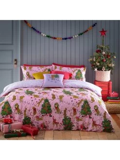 Furn Purrfect Christmas Duvet Cover Set In Pink