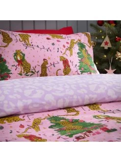 Furn Purrfect Christmas Duvet Cover Set In Pink -Home Comprehensive V6JV7 SQ3 0000000063 PINK SLd