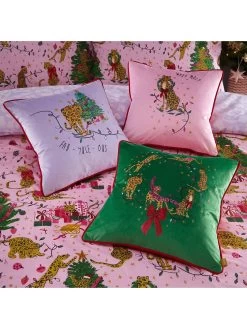 Furn Purrfect Christmas Duvet Cover Set In Pink -Home Comprehensive V6JV7 SQ5 0000000063 PINK SLd2