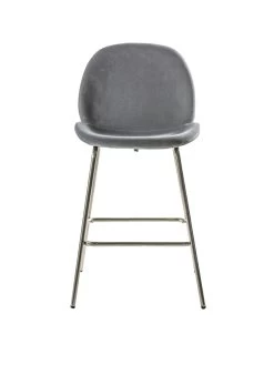 Gallery Pair Of Cruzon Velvet Bar Stools - Light Grey -Home Comprehensive V76PN SQ3 0000000215 LIGHT GREY SLa
