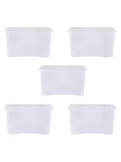 Wham Set Of 5 Crystal Storage Boxes – 60-litre Capacity 10 Wham Set Of 5 Crystal Storage Boxes – 60-litre Capacity -Home Comprehensive V7SX3 SQ4 0000000647 CLEAR SLd2