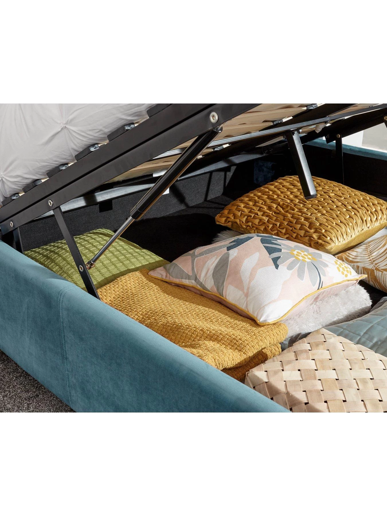 GFW Pettine End Lift Ottoman Bed - Teal 5 GFW Pettine End Lift Ottoman Bed - Teal - Image 3