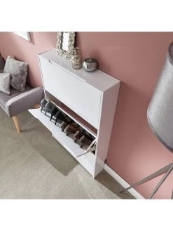 GFW Narrow High Gloss 3 Tier Shoe Cabinet - White -Home Comprehensive V7Y5R SQ4 0000000013 WHITE SLd1