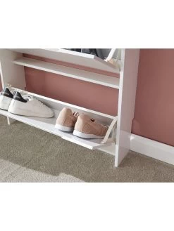 GFW Narrow High Gloss 3 Tier Shoe Cabinet - White -Home Comprehensive V7Y5R SQ6 0000000013 WHITE SLd3