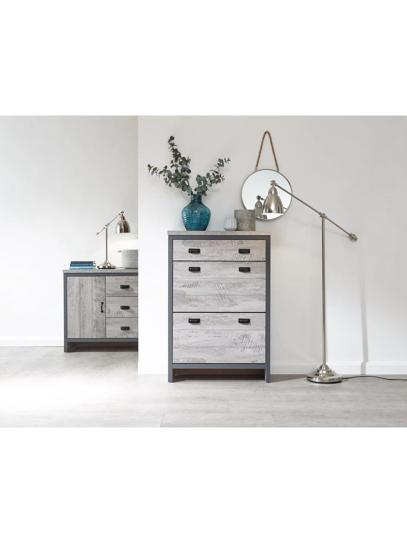 GFW Boston 2 Tier 1 Drawer Shoe Cabinet 4 GFW Boston 2 Tier 1 Drawer Shoe Cabinet - Image 2