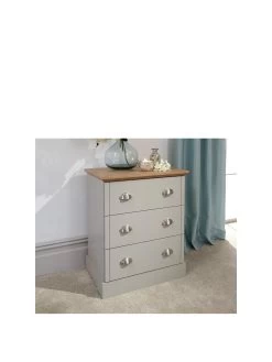 GFW Kendal 3 Drawer Chest - Grey