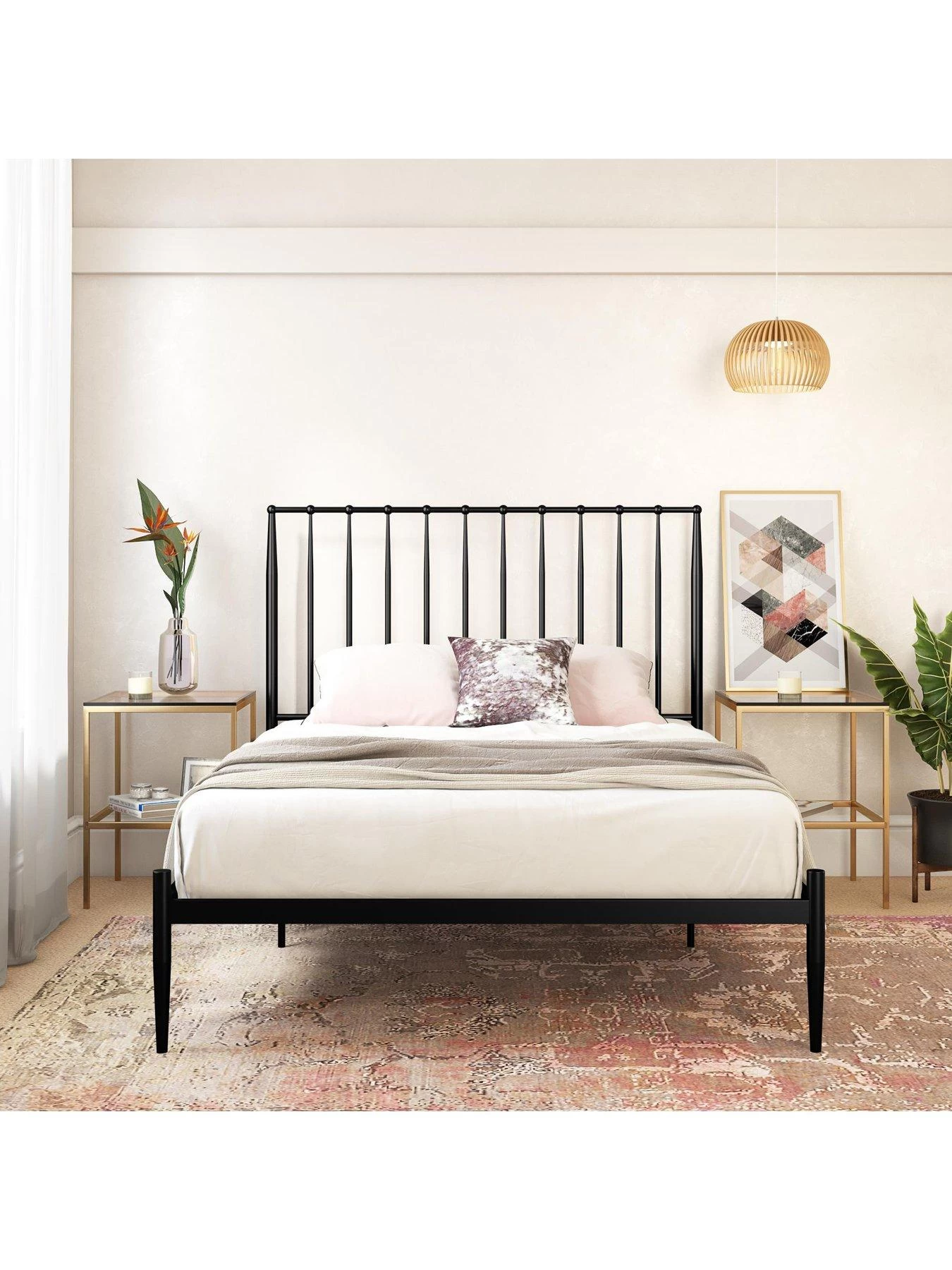 Dorel Home Giulia Modern Metal Double Bed Frame - Black 4 Dorel Home Giulia Modern Metal Double Bed Frame - Black - Image 2
