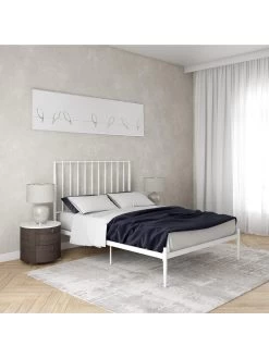 Dorel Home Giulia Modern Metal Double Bed Frame - White -Home Comprehensive V9CRK SQ7 0000000013 WHITE DGy