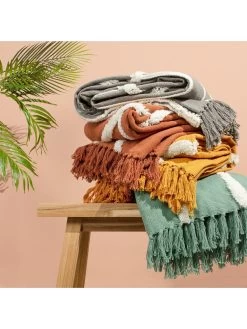 Furn Rainbow Tuft Throw 9 Furn Rainbow Tuft Throw -Home Comprehensive V9HHG SQ4 0000003033 BRICK SLd1