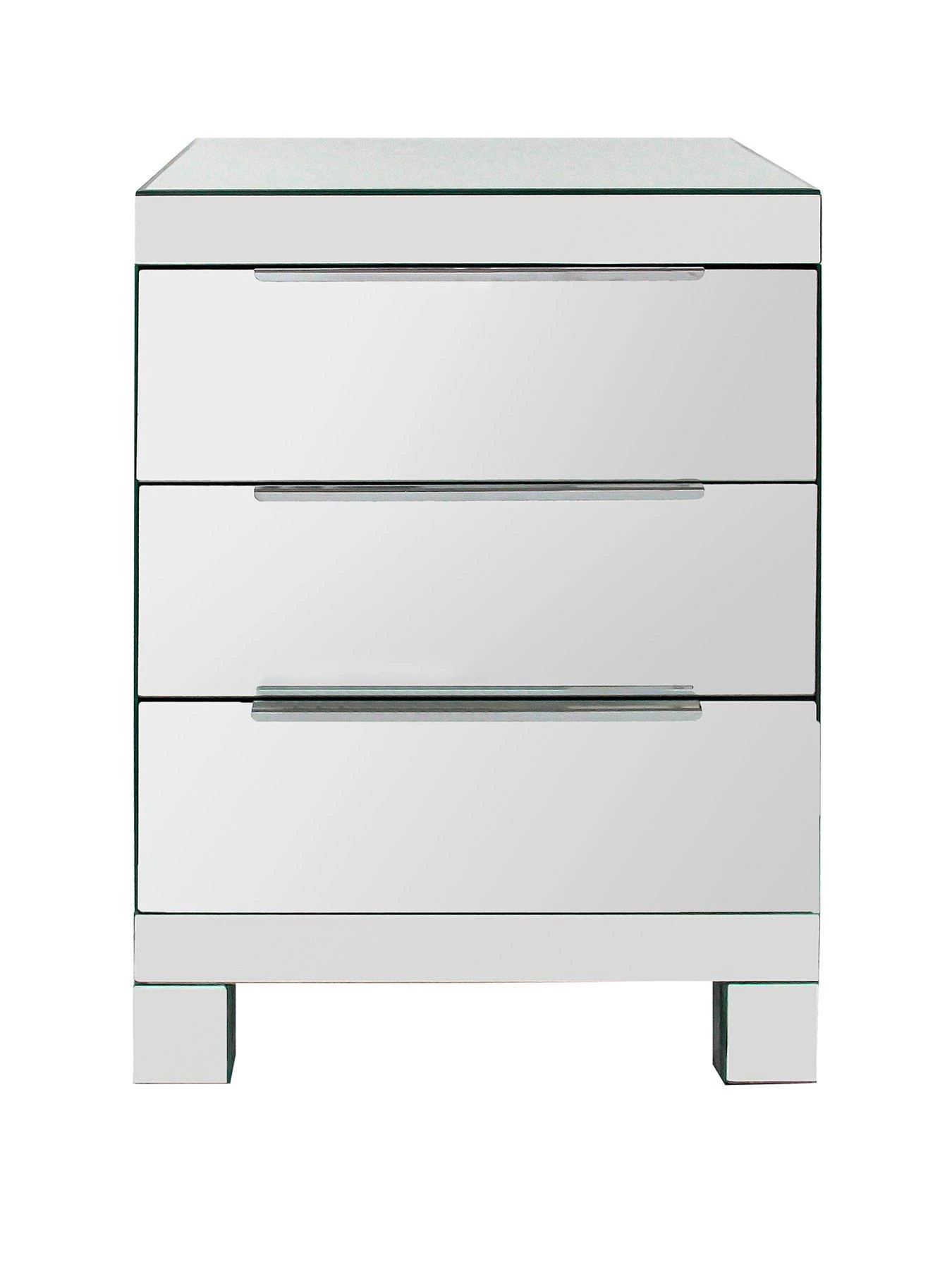 Rialto Mirrored 3 Drawer Bedside Chest 4 Rialto Mirrored 3 Drawer Bedside Chest - Image 2