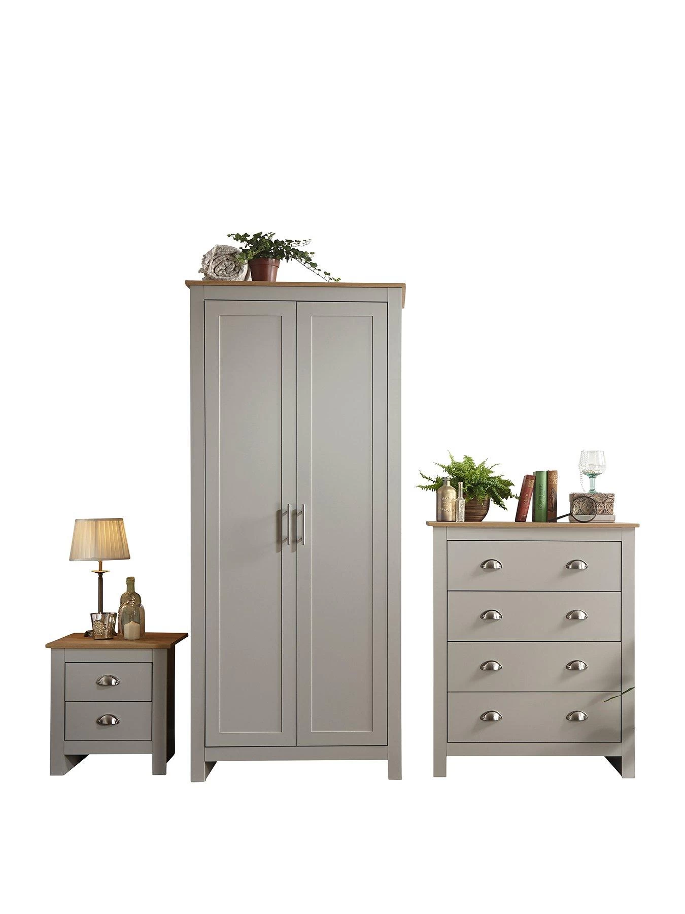 GFW Lancaster 3 Piece Package - 2 Door Wardrobe, 4 Drawer Chest And A Bedside Chest 4 GFW Lancaster 3 Piece Package - 2 Door Wardrobe, 4 Drawer Chest And A Bedside Chest - Image 2