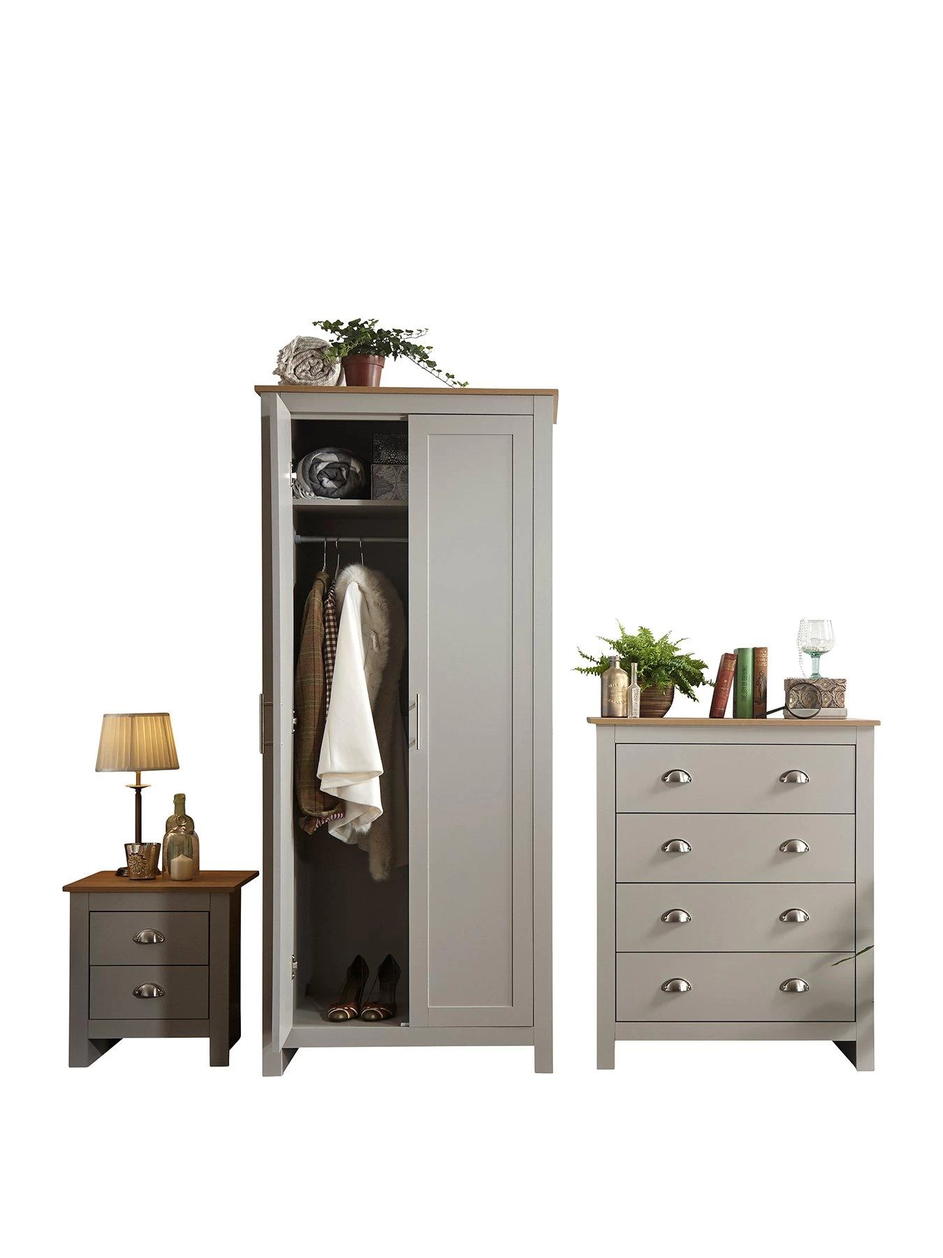 GFW Lancaster 3 Piece Package - 2 Door Wardrobe, 4 Drawer Chest And A Bedside Chest 5 GFW Lancaster 3 Piece Package - 2 Door Wardrobe, 4 Drawer Chest And A Bedside Chest - Image 3