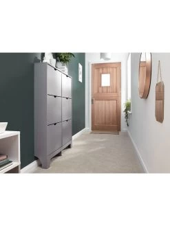 GFW Narrow 6 Drawer Shoe Cabinet - Grey