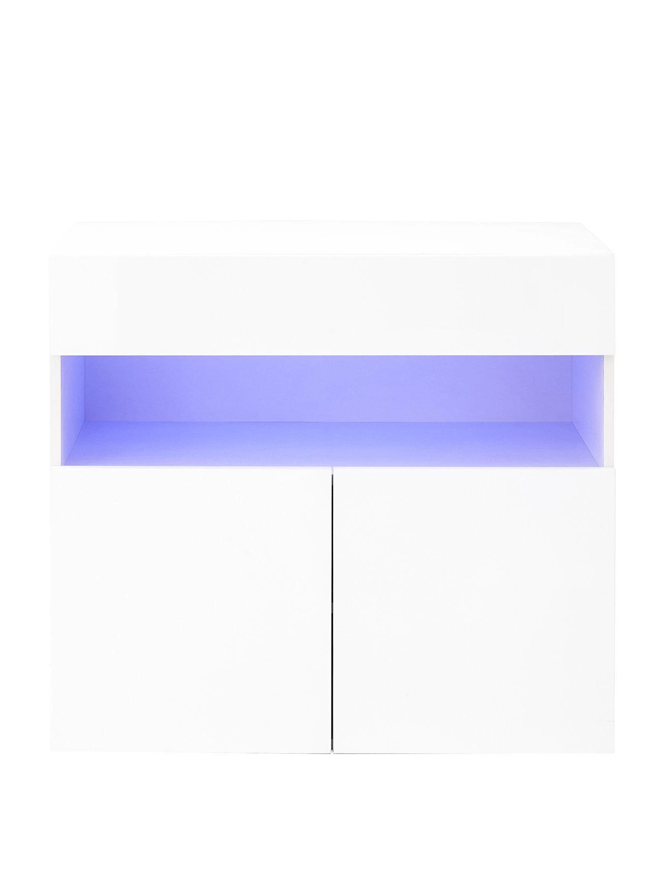 GFW Galicia Wall Hanging Sideboard With LED Light - White 4 GFW Galicia Wall Hanging Sideboard With LED Light - White - Image 2