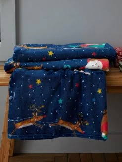 Catherine Lansfield Kids Santas Christmas Wonderland Blanket Throw - Multi