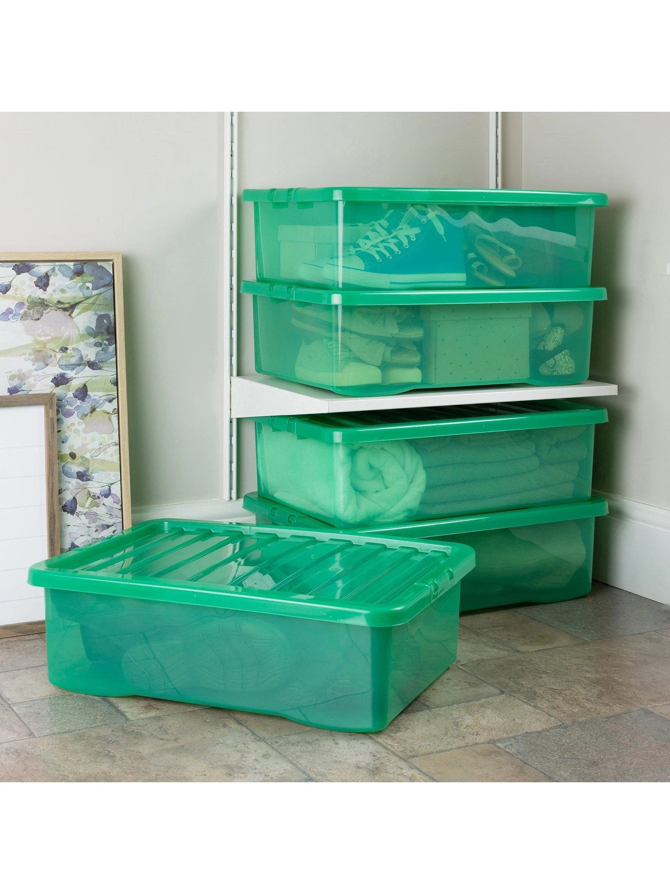 Wham Set Of 3 Green Crystal Plastic Storage Boxes – 32 Litres Each 4 Wham Set Of 3 Green Crystal Plastic Storage Boxes – 32 Litres Each - Image 2
